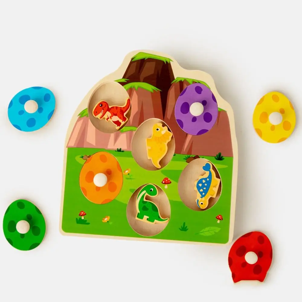 

Wooden Peg Wood Dinosaur Jigsaw Educational Preschool Animal Domino Puzzle Montessori Multi-layer Toddler Puzzles Toys