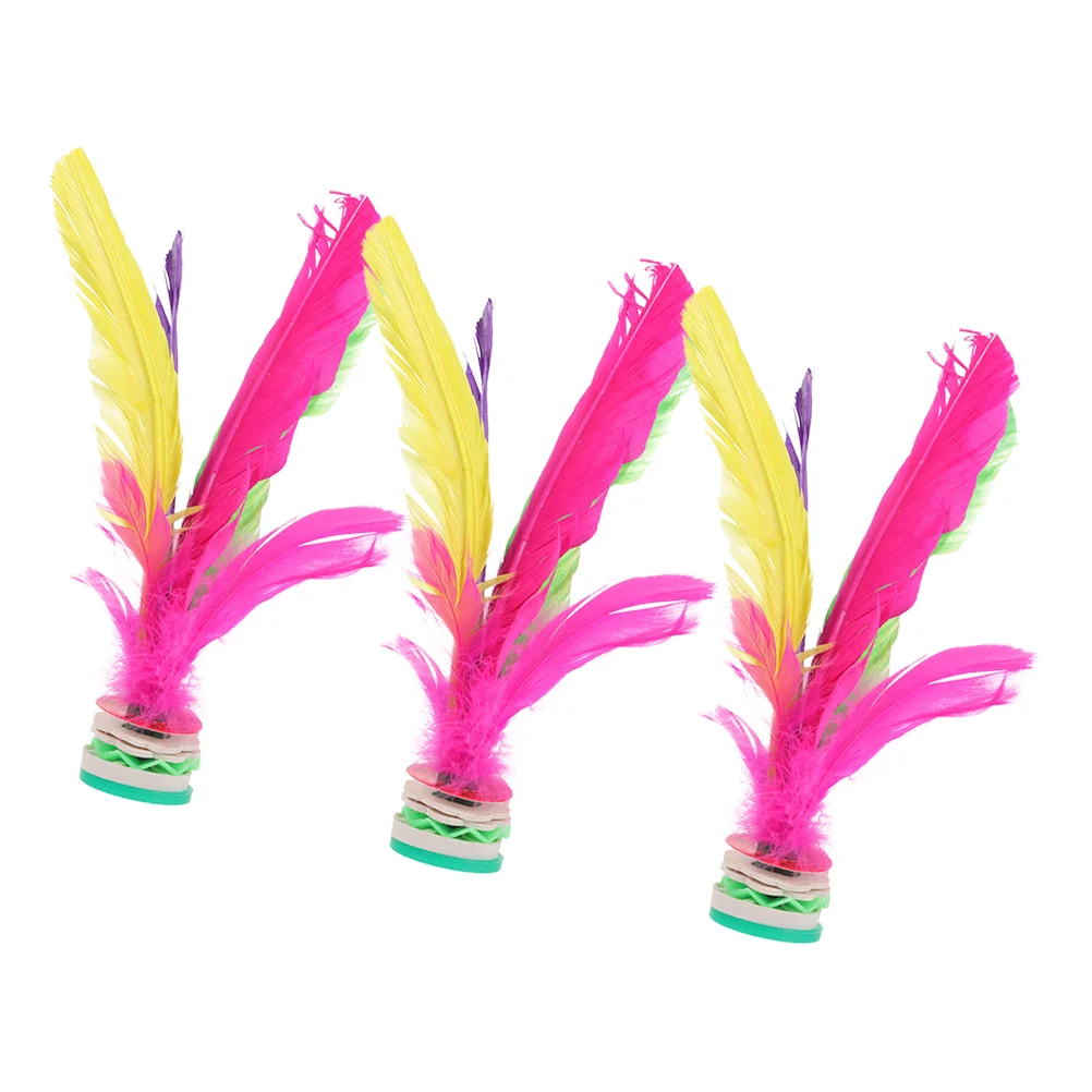 3 Pcs Colorful Chinese Shuttlecock Toy 21cm Goose Silent Kick Jianzi Foot Sports Toy Kids Balance Coordination Fitness