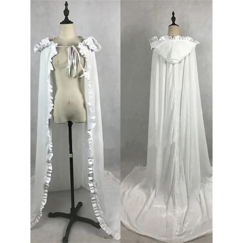 Jubah Pengantin Panjang Berkerudung Beludru Hitam Merah Anggur dengan Rumbai untuk Halloween, Wicca, Mantel, Selendang Pengantin, Jubah Abad Pertengahan ir;l5