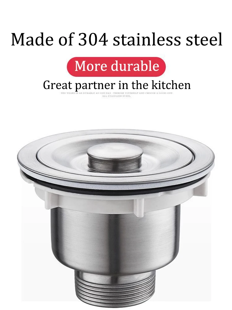 Sus 304ステンレス鋼キッチンシンクドレンアセンブリストッパー、ディープバスケットカバー蓋、錆びないSus