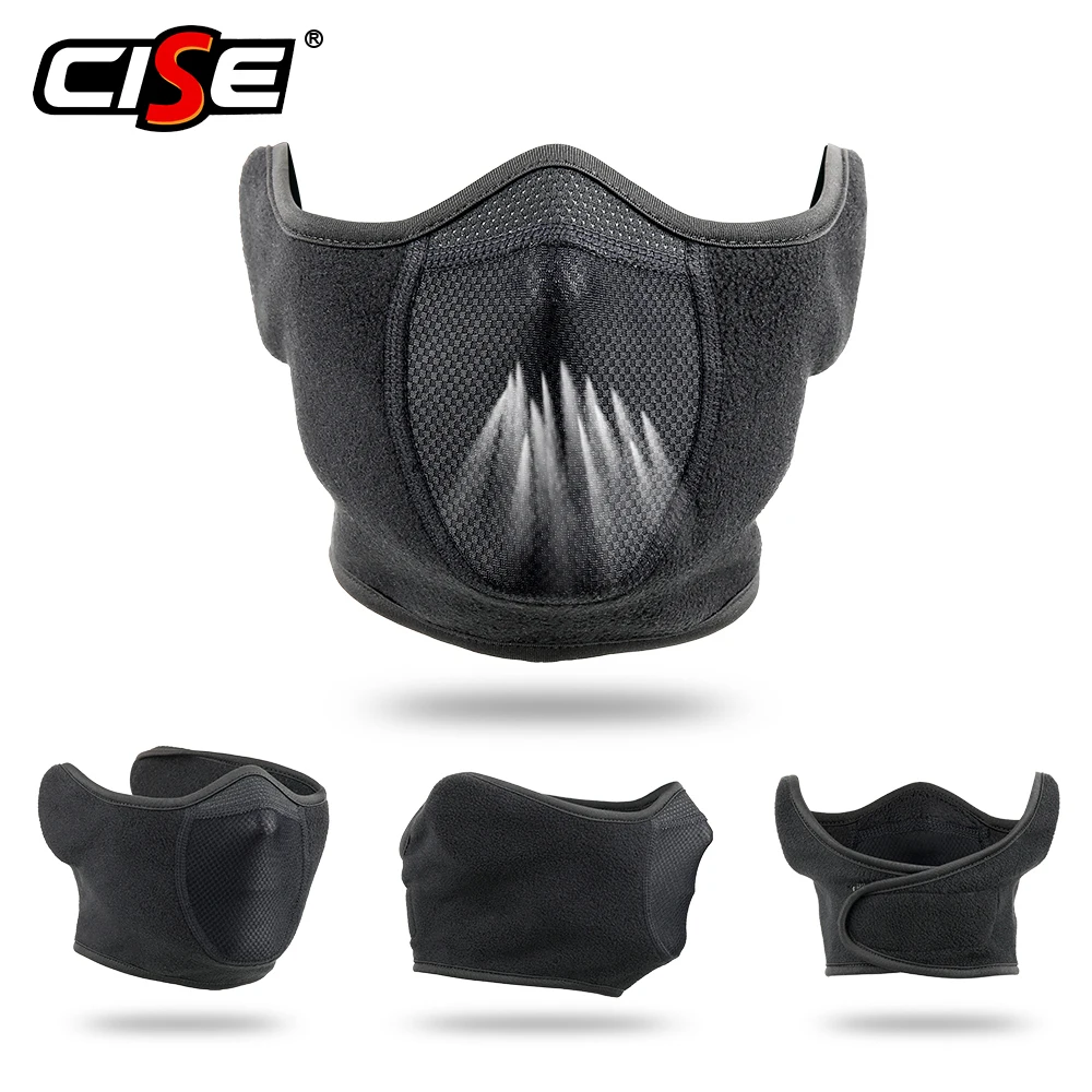 

Winter Warmer Fleece Motorcycle Balaclava Half Face Mask Cover Windproof Motorbike Cycling Skiing Bicycle Biker Women Men