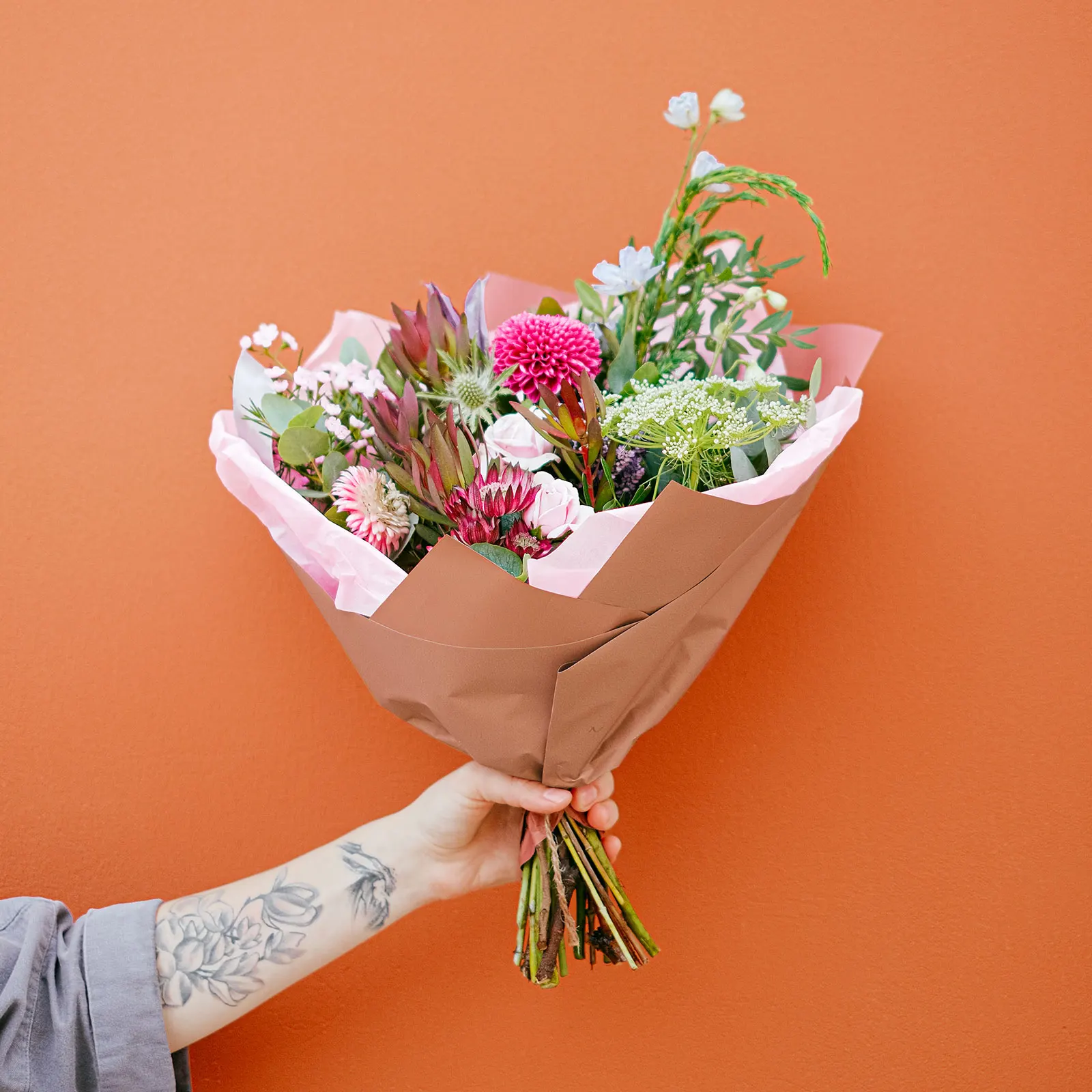 Brown Paper 50Sheets FloralWrapping GiftDecor DIYCraft Boxes Flowers Tea Holiday