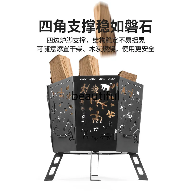 Naturehike 2022 New Folding Fire Table Outdoor Portable And Detachable Heating Firewood Stove Fire Burning Rack Picnic Stove