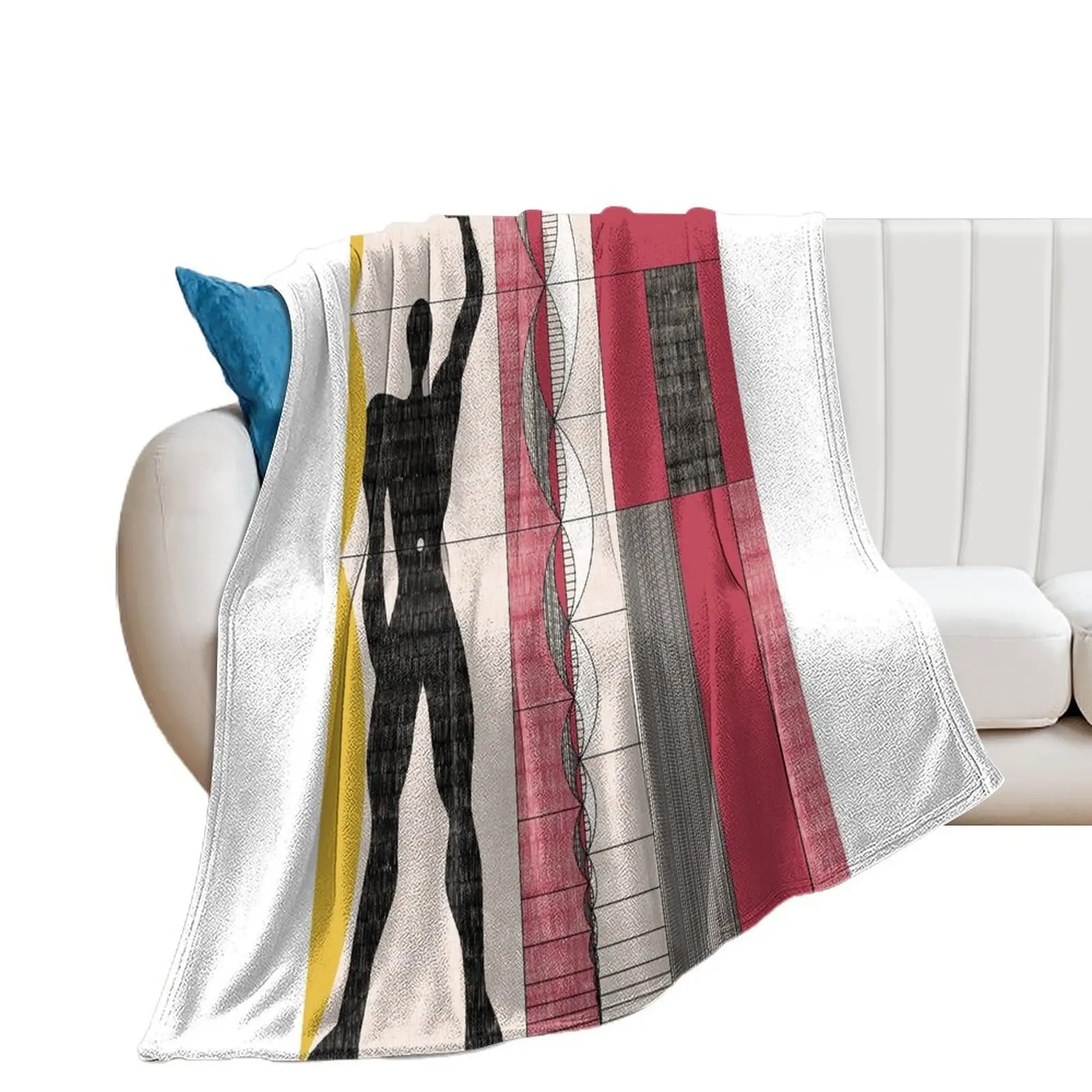 Le Corbusier architecture illustration minimalist colored pencil Modulor Throw Blanket Quilt warm winter cosplay anime Blankets