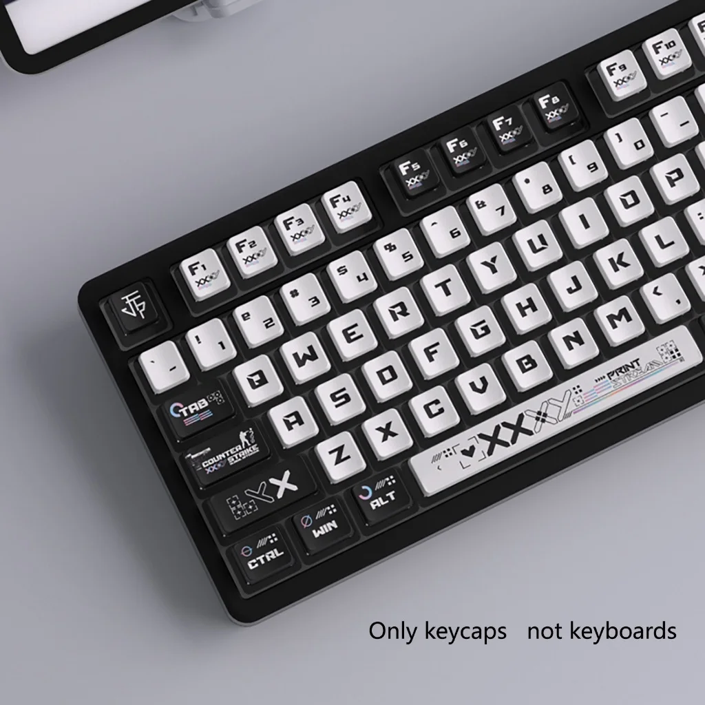 Imagem -04 - Cute Cartoon Bow Keycaps Oem Altura 122 Chave Preto e Branco Keycaps Requintados