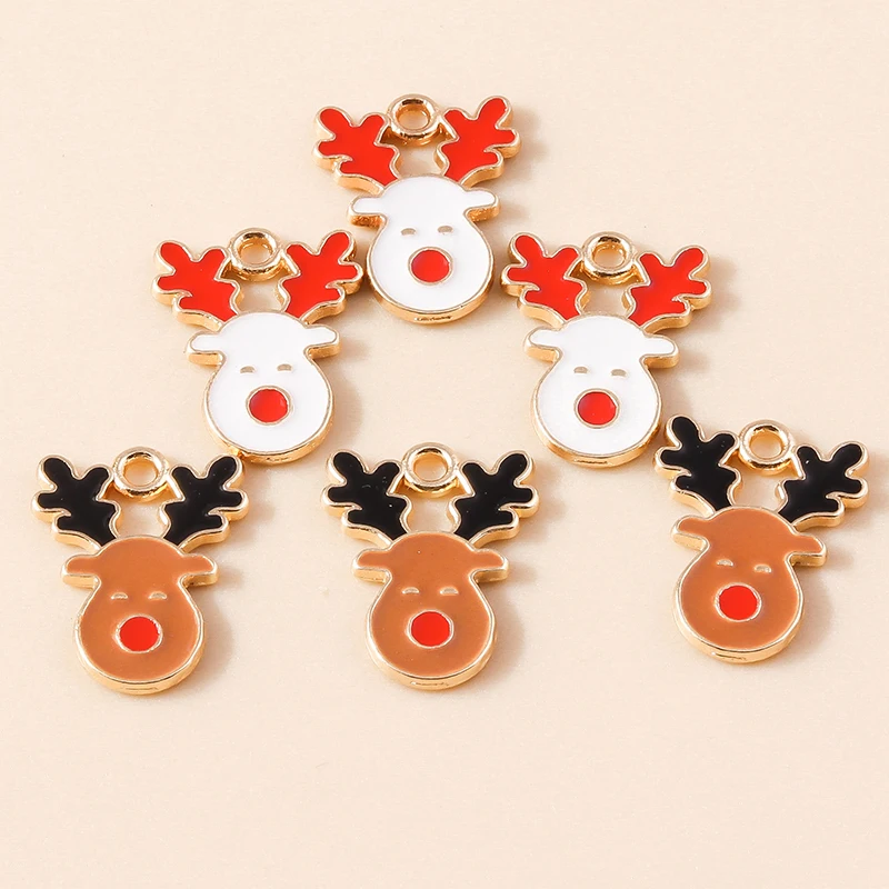 20 Stück 12x16mm Cartoon Tier Charms Emaille Weihnachten Hirsch Charms Anhänger für Schmuckherstellung Ohrringe Halsketten DIY Handwerk Versorgung – Detail 7
