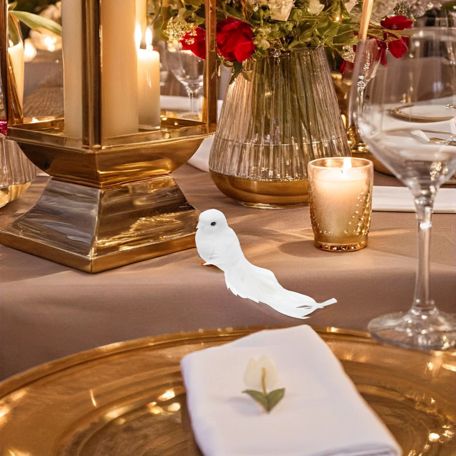 

6 Pcs Craft Birds Artificial White Doves Hanging Decorations Simulated Feathered Miniature for Crafts Fake Ornament