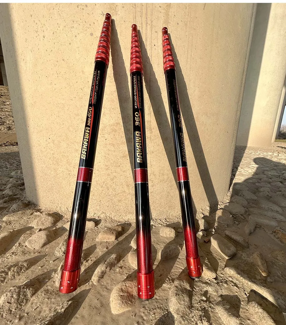 BAKAWA Lightweight Telescopic Carbon Fiber Fishing Landing Net Fish Extending Foldable Pole Fly Hand Dip Net Tackle 2.1/3.0/3.6M