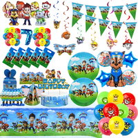 Paw Patrol Birthday Party Supplies Chase Ryder Skye Balloon Set Backdrop Hat Disposable Tableware Party Decoration Children Gift