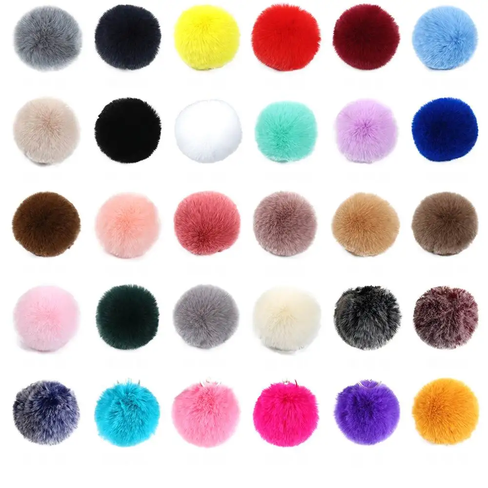 6Pcs DIY Aritificial Faux Rabbit Fur Pompom Balls Fur Pom Pom For Hats Cap Scarf Keychain Sewing Crafts Accessories 6/7/8/10cm
