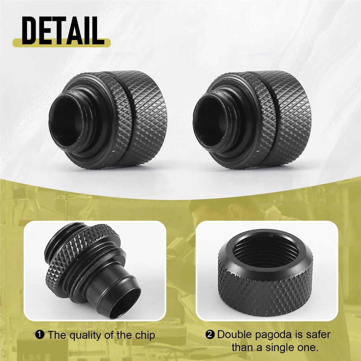 2Pcs Water Cooling Fittings G1/4 External Thread Pagoda For 9.5X12.7Mm Soft Tube Computer Cooling System Connector Black