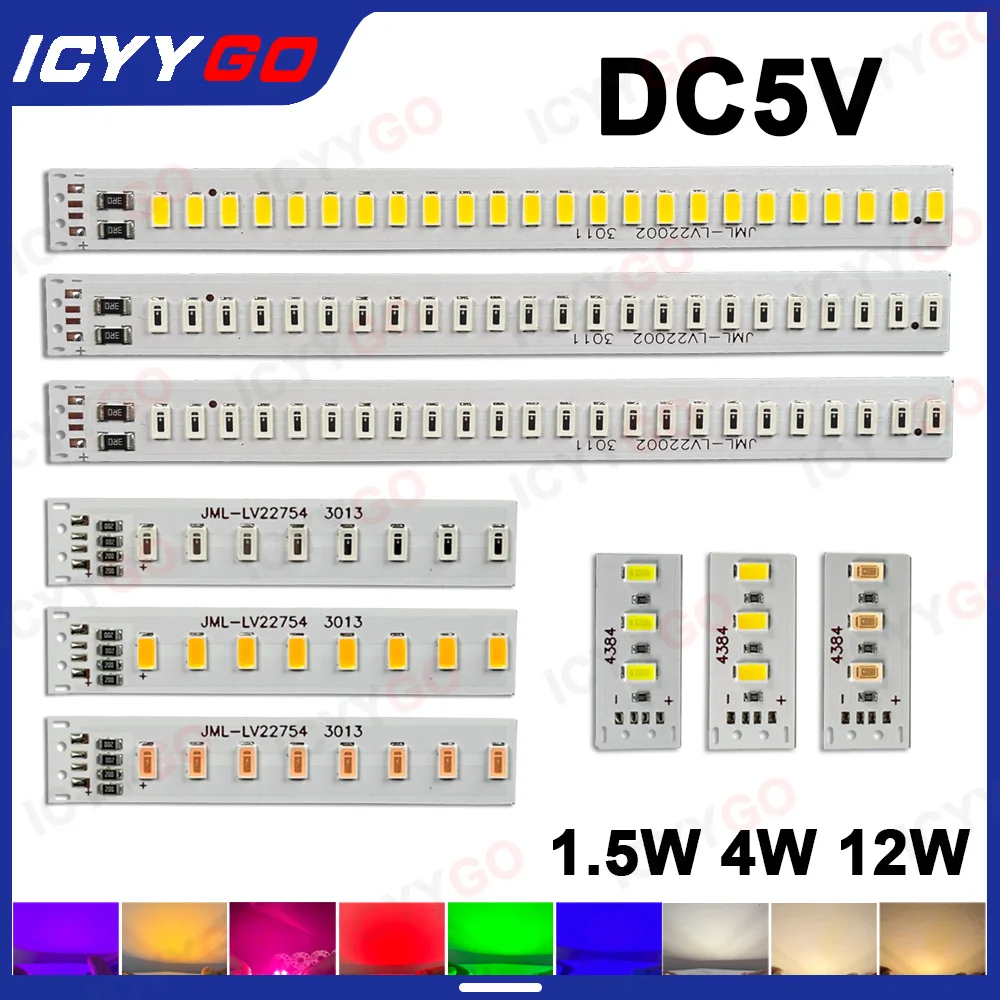 

5PCS High-Brightness DC5V 1.5W 4W 12W LED 5730 SMD Color Light Strip Panel Emitting Red Yellow Green And Warm White Light.31MM