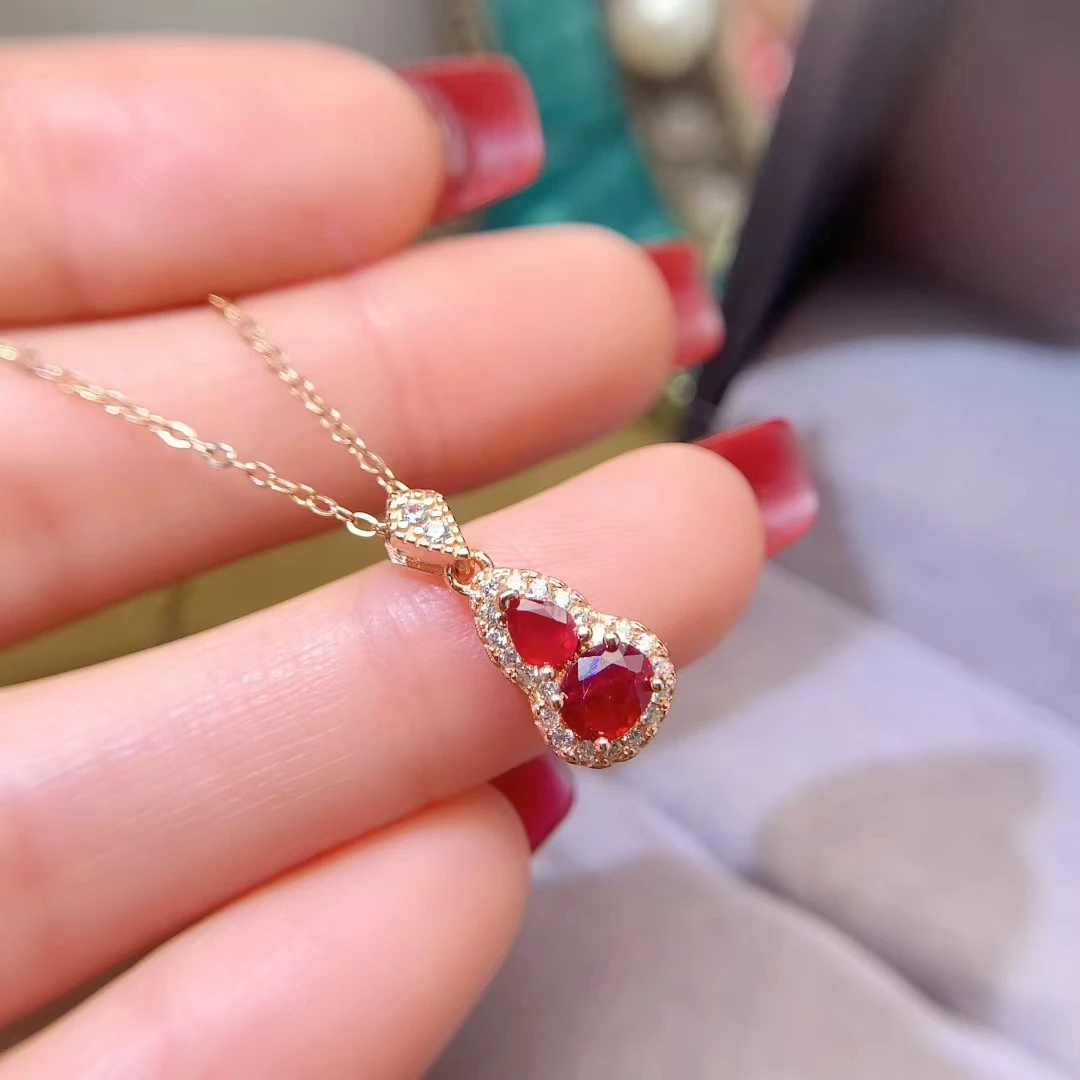 KJJEAXCMY High quality Natural Ruby New Pendant S925 Silver Inlaid Simple Women's Jewelry Support testing Birthday present