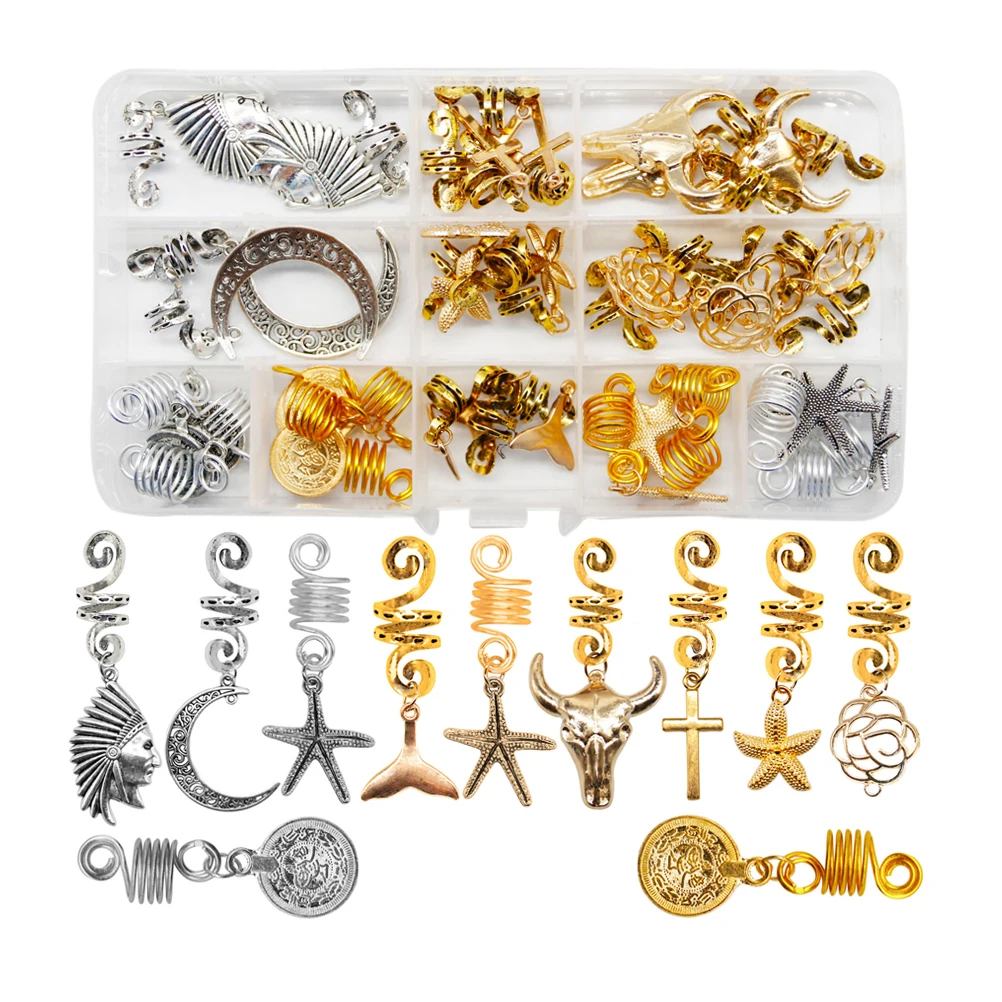 

33pcs Hair Accessories Set Metal Braid Accessories Copper Reusable Braid Charms Hair Jewelry Extensions Decorations
