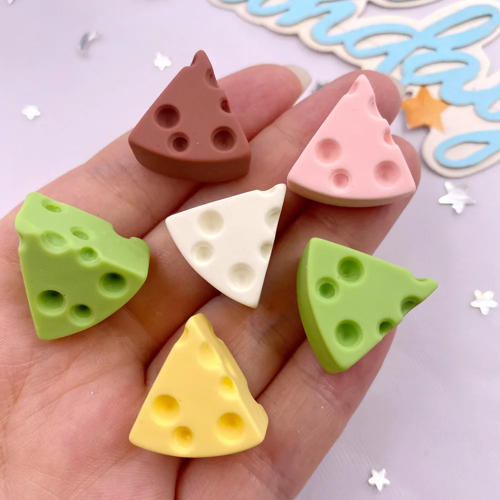 10PCS Resin Kawaii Simulation Cheese Cake Figurines Flat back Cabochon Candy Home Decor DIY Scrapbook Crafts Jewelry Accessories