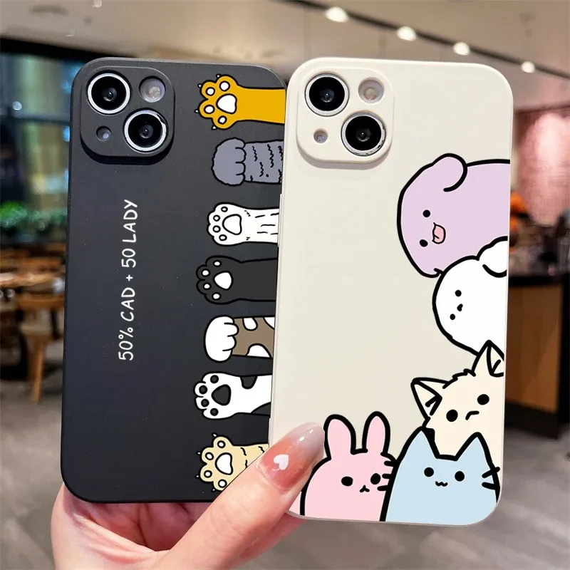 Funda de teléfono con bonitos animales, gato y perro, para iPhone 17 16 15 14 Plus 13 12 11 Pro MAX 17 Air 16E, bonita funda para teléfono para parejas y amantes