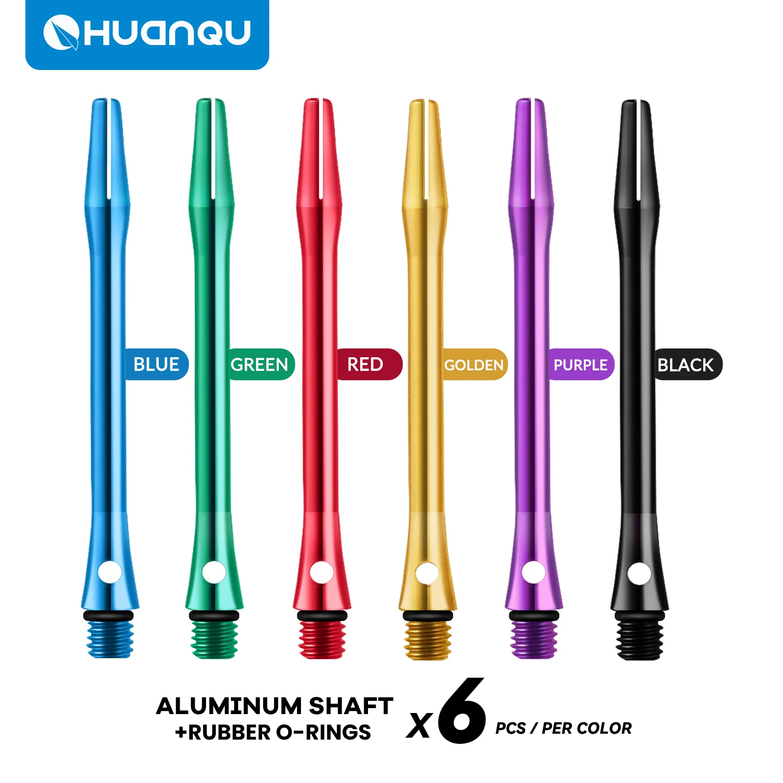 

Набор из шести однотонных стержней для дартса из алюминиевого сплава Huanqu, общая длина 52 мм, стандартная резьба 2Ba, доступны различные цвета, универсальные сменные аксессуары для дартса, прочные и долговечные.