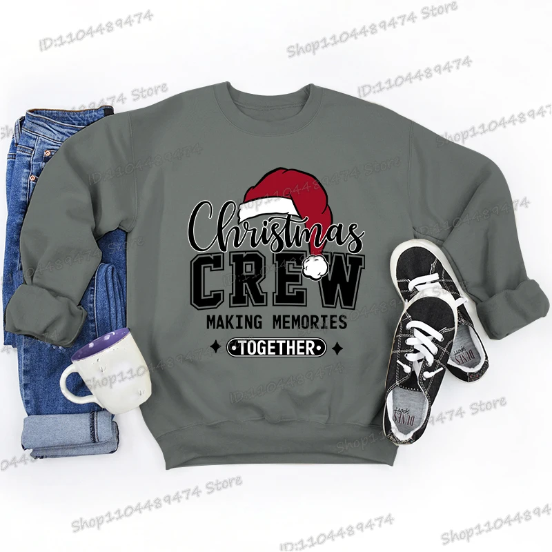 عيد الميلاد طاقم صنع ذكريات معا مطابقة الأسرة الرجال النساء بلوزات الخريف سترة أنيقة تحمل شعار لعبة البيسبول عادية Crewneck الشارع الشهير