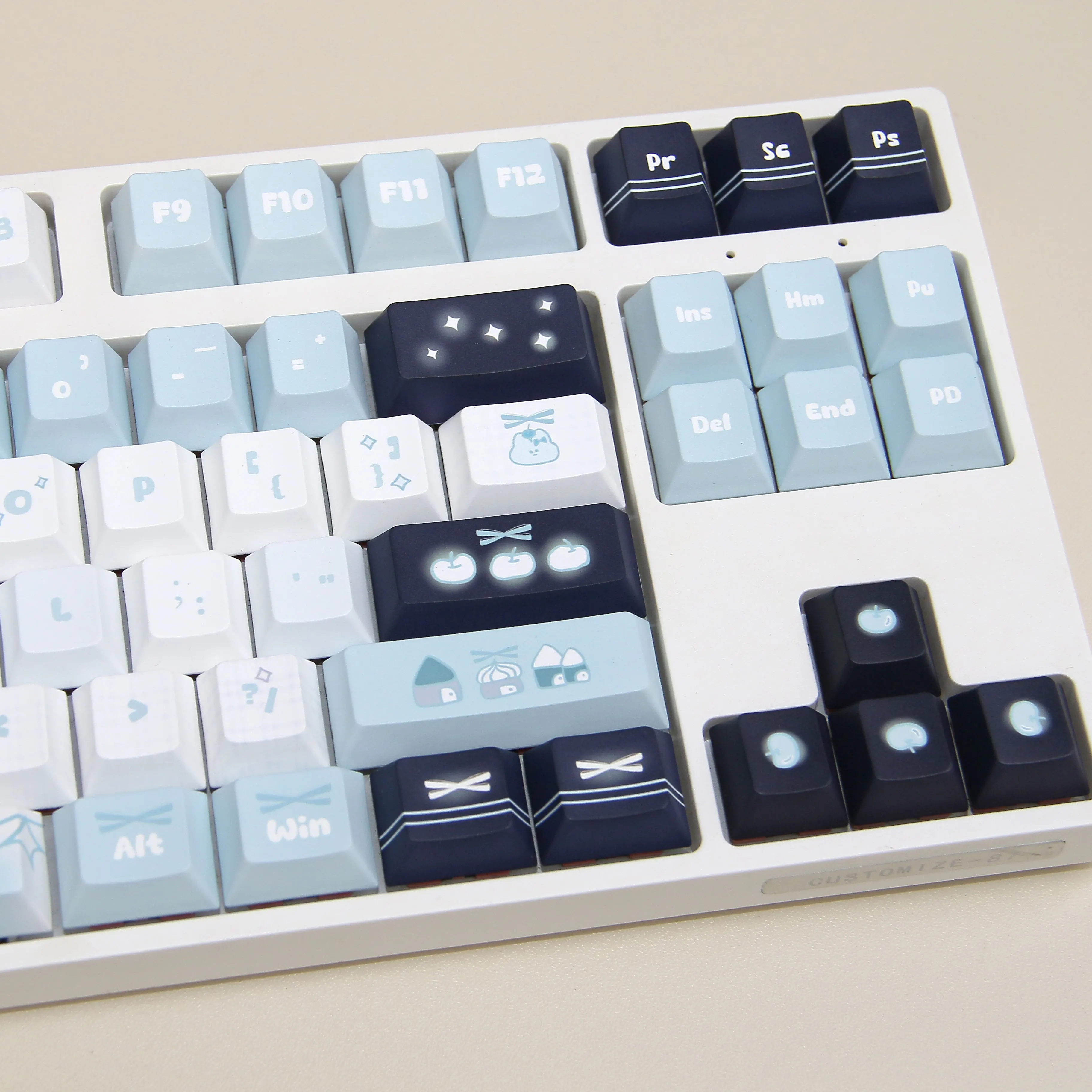 Fantasyland Theme Keycap Set Cherry/QX3 Profile Full Five-sided Sublimation PBT Keycaps Light Blue White Mechanical Keyboard Cap