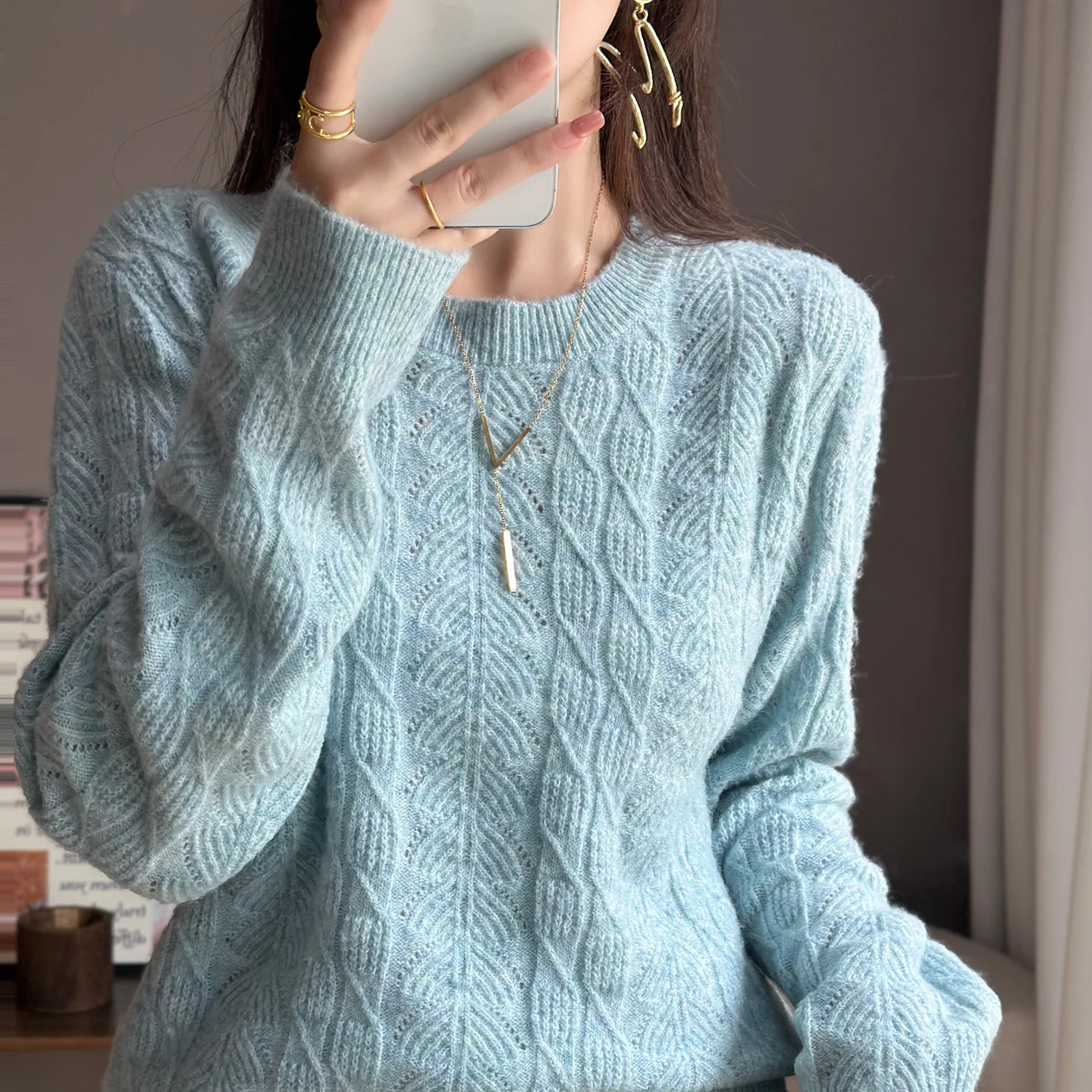 

Fall/Winter 2025 New 100% Merino Wool Sweater Ladies Turtleneck Color Jacquard Long Sleeve Knitted Comfortable Joker Sweater