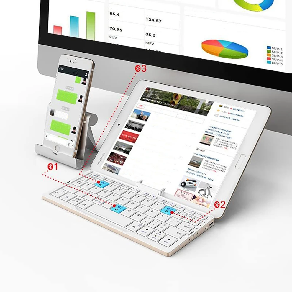Foldable Bluetooth Keyboard with Magnetic Stand Aluminum Alloy Mini Folding Keyboard Rechargeable Keyboard for Tablet,iPad