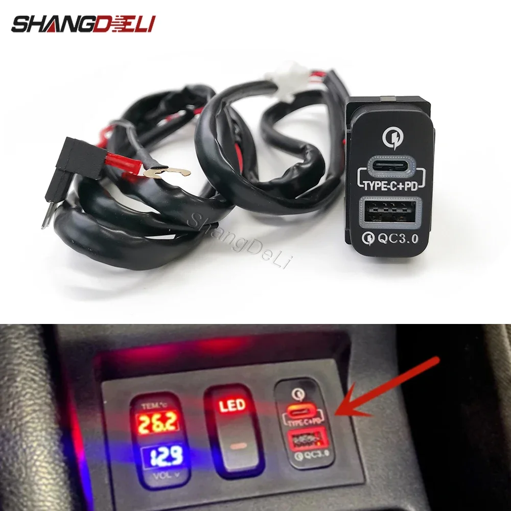 Car USB Charger PD Quick Charge USB Phone Charging Adapter Outlet For Mitsubishi Outlander Lancer Pajero Sport ASX V73 V93 V97