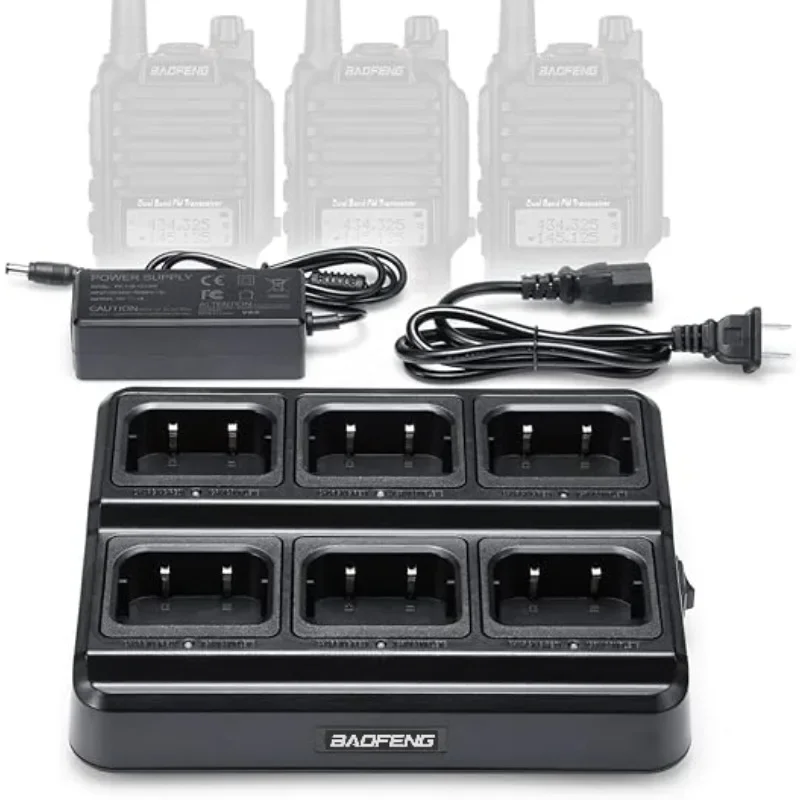 

BAOFENG UV-9R Six Way Charger Desktop Charger Base for UV-9G GT-3WP UV-9R UV-9R Plus Two Way Radio and Battery