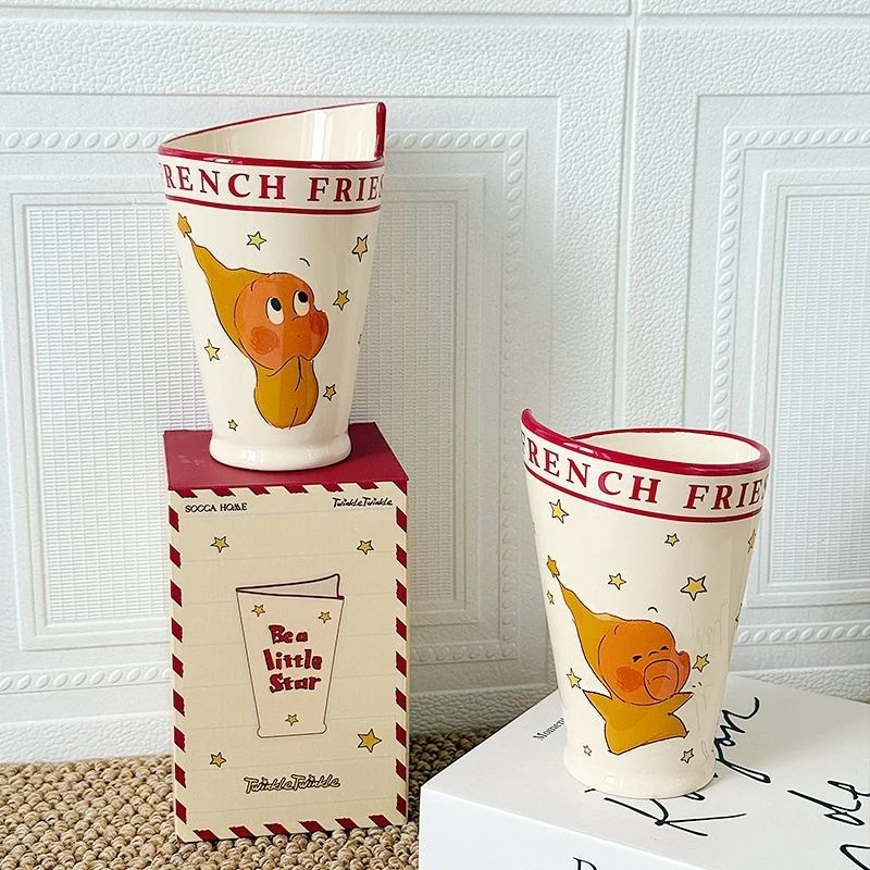 

Star Hand Cup,400ml Cute Ceramic Mug Design Sense Niche Drinking Cup Household Christmas Halloween Gift Drinkware
