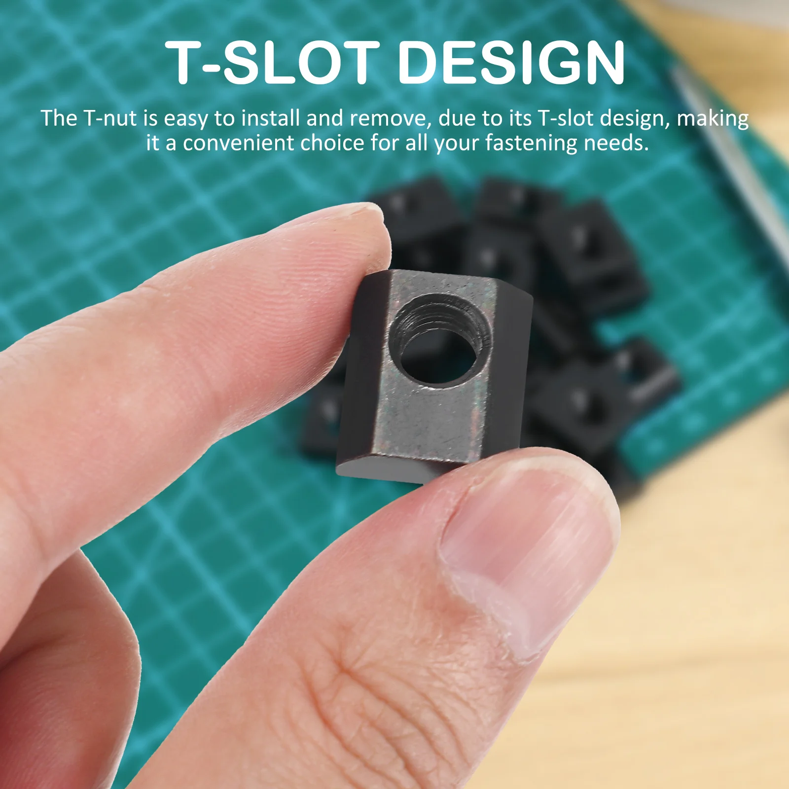 

20Pcs T Slot Nuts Carbon Steel Black Zinc Sliding T Nut Fastener Threaded Nut for Furniture Jigs Screw Accessories