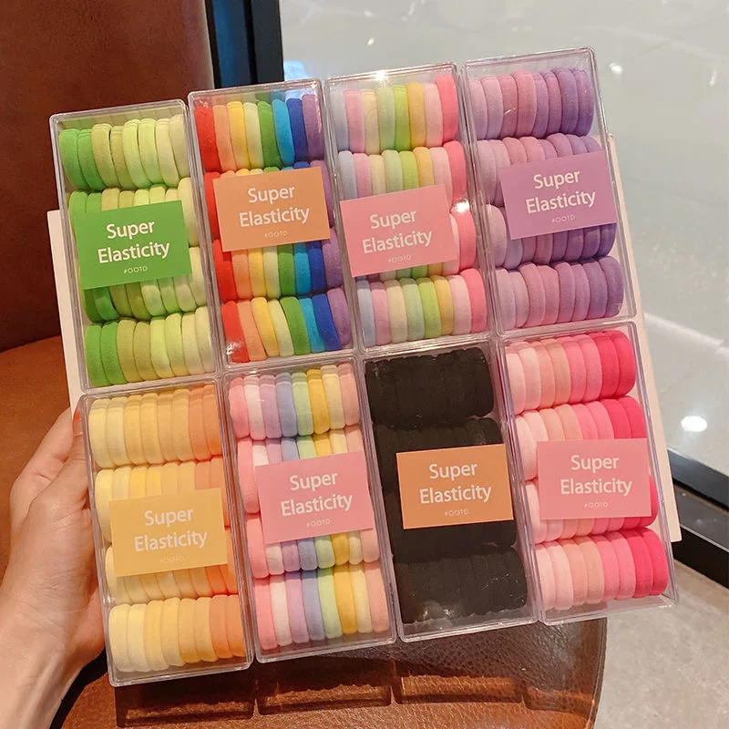 32PCS Colored Hair Circles, No Harm to Hair, High Horsetail Hair Rope, Tie Head Rope, High Elastic Box Set of Rubber Bands.