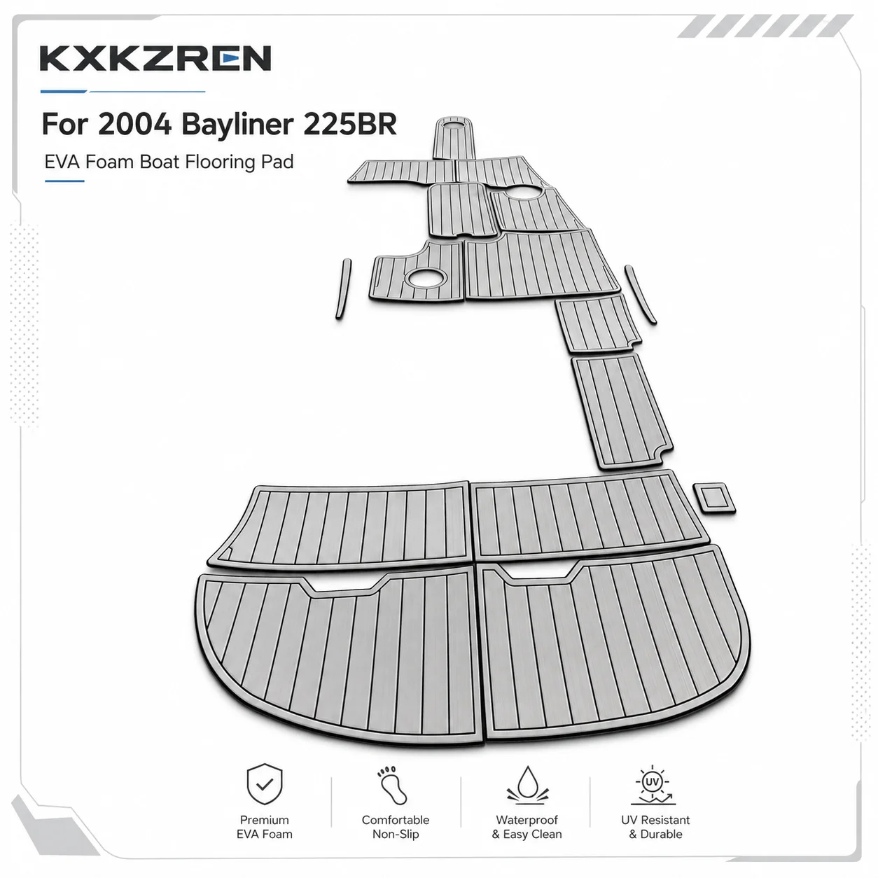 KXKZREN EVA Foam Marine Deck Mat Kit Compatible with 2004 Bayliner 225BR Non Slip Boat Flooring Cockpit Swim Platform Full Set
