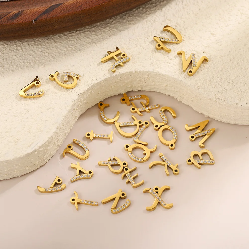 26Pcs/Set Stainless Steel A-Z Letter Charms Inital Name Little Pendant For Women's DIY Earrings Bracelet Necklace Making Finding