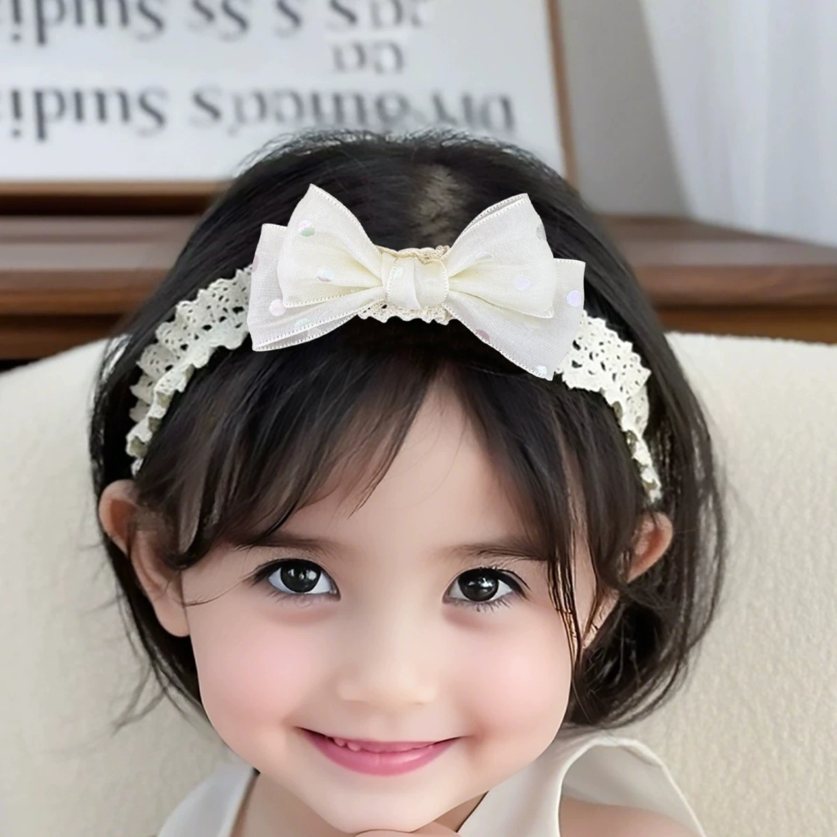 

Fits Al Mermaid Princess Knot Headband Satin Chiffon Bow Silk Hairband Baby Polka Dot Ins Hair Accessory Newborn 100day Headband