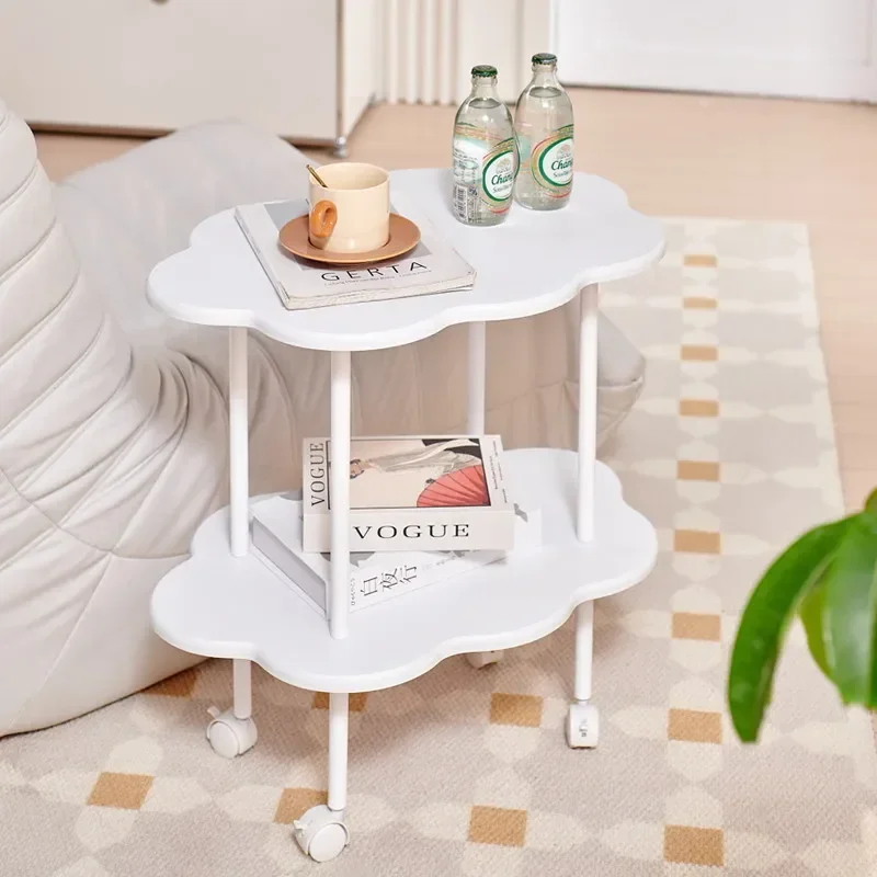 Simple Modern Sofa Table Nordic Wind Cloud Coffee Table Living Room Home Small Family Mini With Wheel Movable Bedside Table