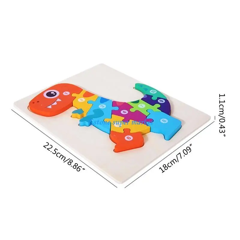 090B 8.86x7.09x0.43in dinosaure/véhicule en bois Puzzle jeux Table Puzzle jouet d'apprentissage