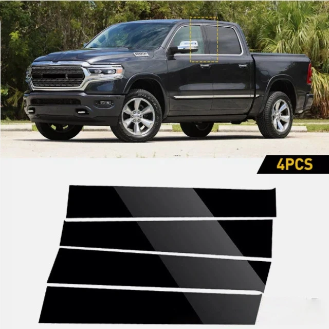 

Для Dodge Ram 1500 3500 годов 1994-2023 гг., крышка дверной рамы, украшение окна, ярко-черная наклейка на центральную стойку