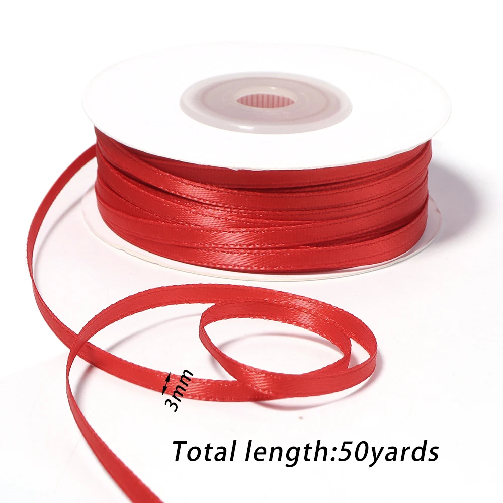 50 Meter Doppelseitiges Satinband Dekorationsband Geschenkband für Babyparty Geburtstag Hochzeit Geschenkverpackung Dünnes Band für Ballons – Detail 1