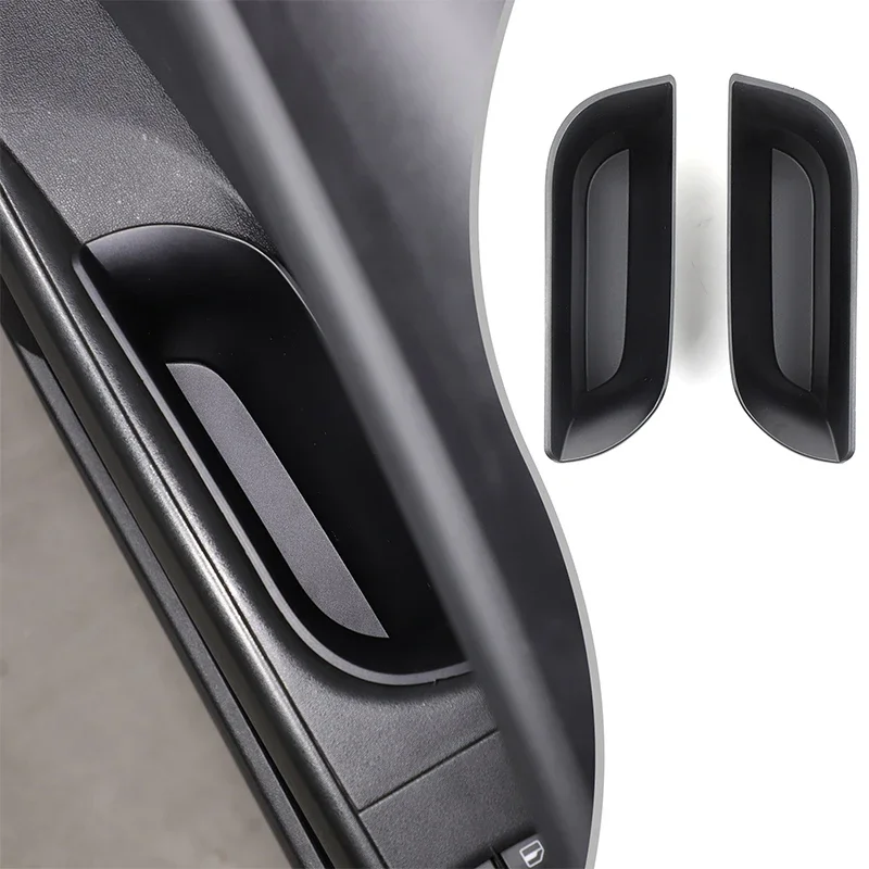 ABS Black For Seat Leon 2008-2012 Car front door inner handle storage box mobile phone tray car interior accessories 2Pcs