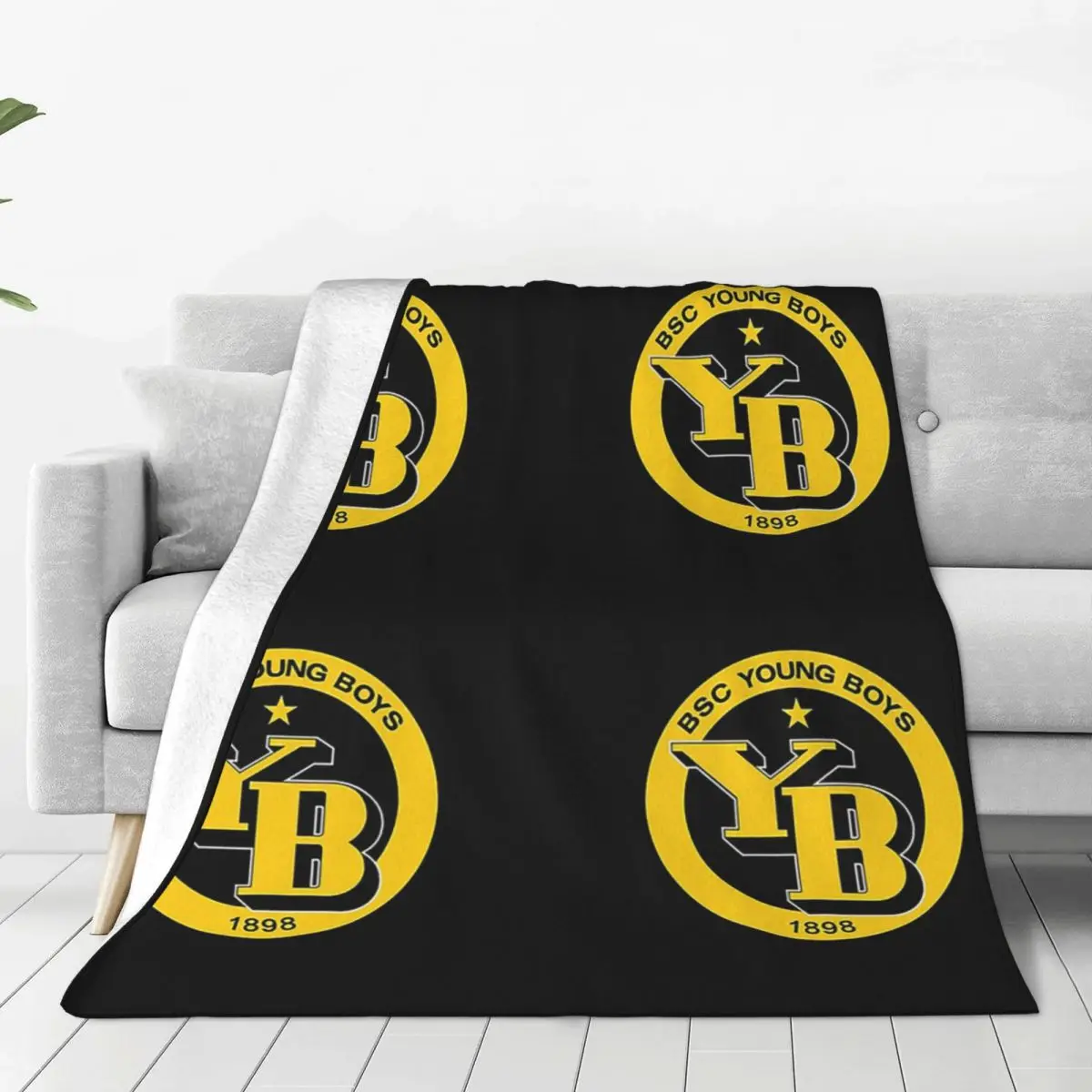 BSC Young Boys Swiss Football Sports Fans Blankets Soft Warm Flannel Throw Blanket Bedding for Bed  Picnic Travel Home Sofa