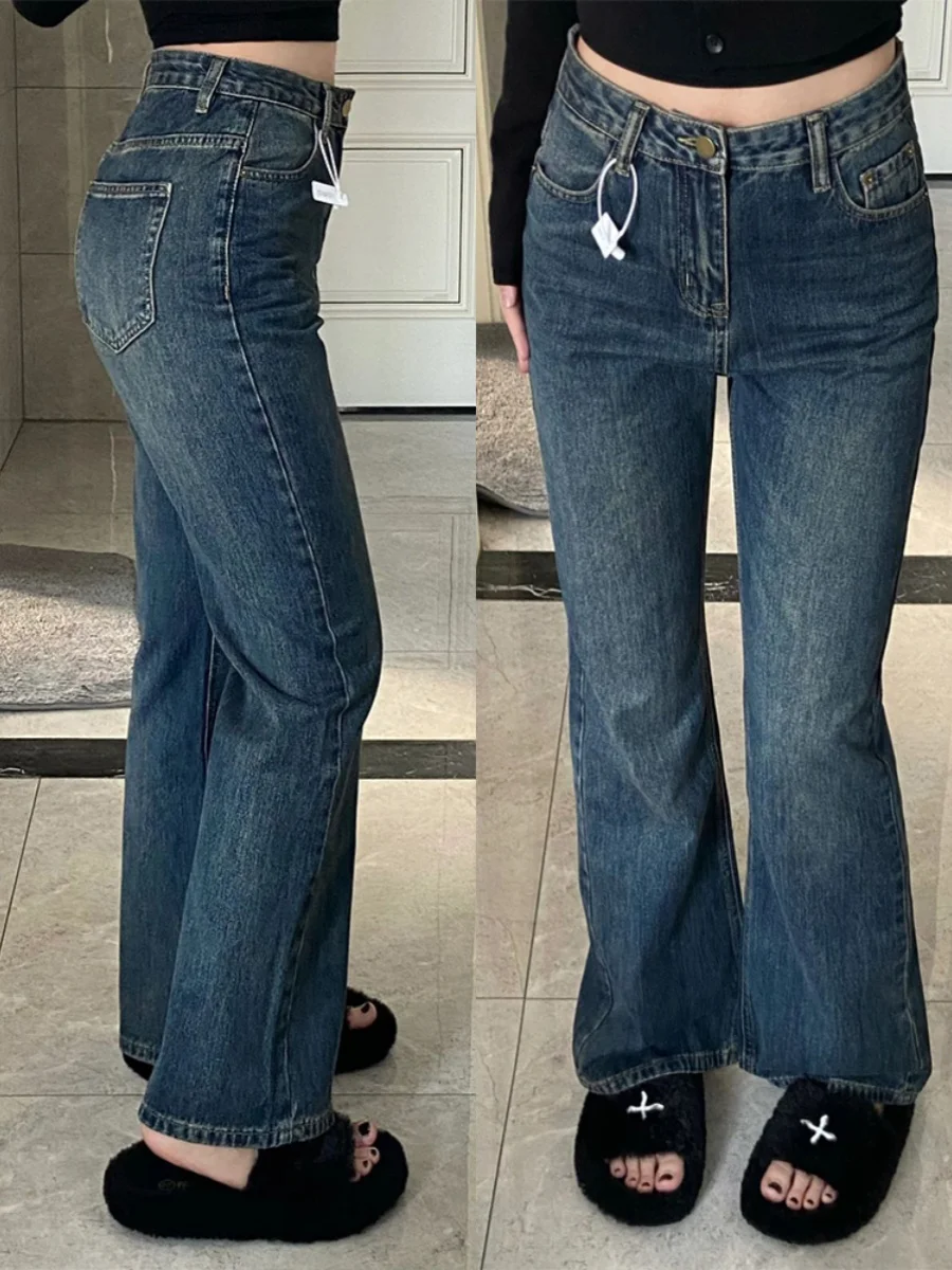 

Джинсы Deep Blue Bell Bot женские, зауженные, с высокой талией, новинка 2024 года, прямые брюки, большие размеры, для полных женщин, длинные брюки