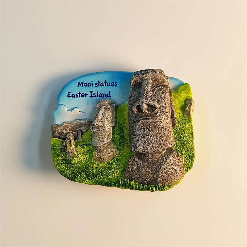 Chile Easter Island Stone Statue Tourism Memorial Creative Three-dimensional Painting Decoration Magnetic Refrigerator Sticker