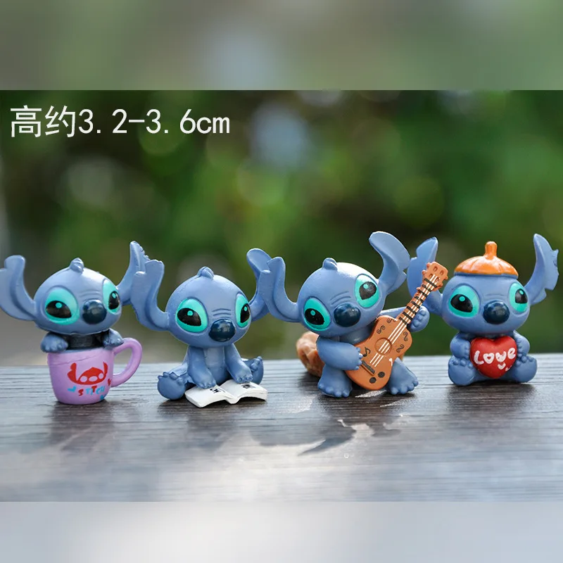 4Pcs/Set Disney Anime Lilo & Stitch Action Figure Cute Model Doll DIY Cake Decoration Birthday Gift For Kids Friends