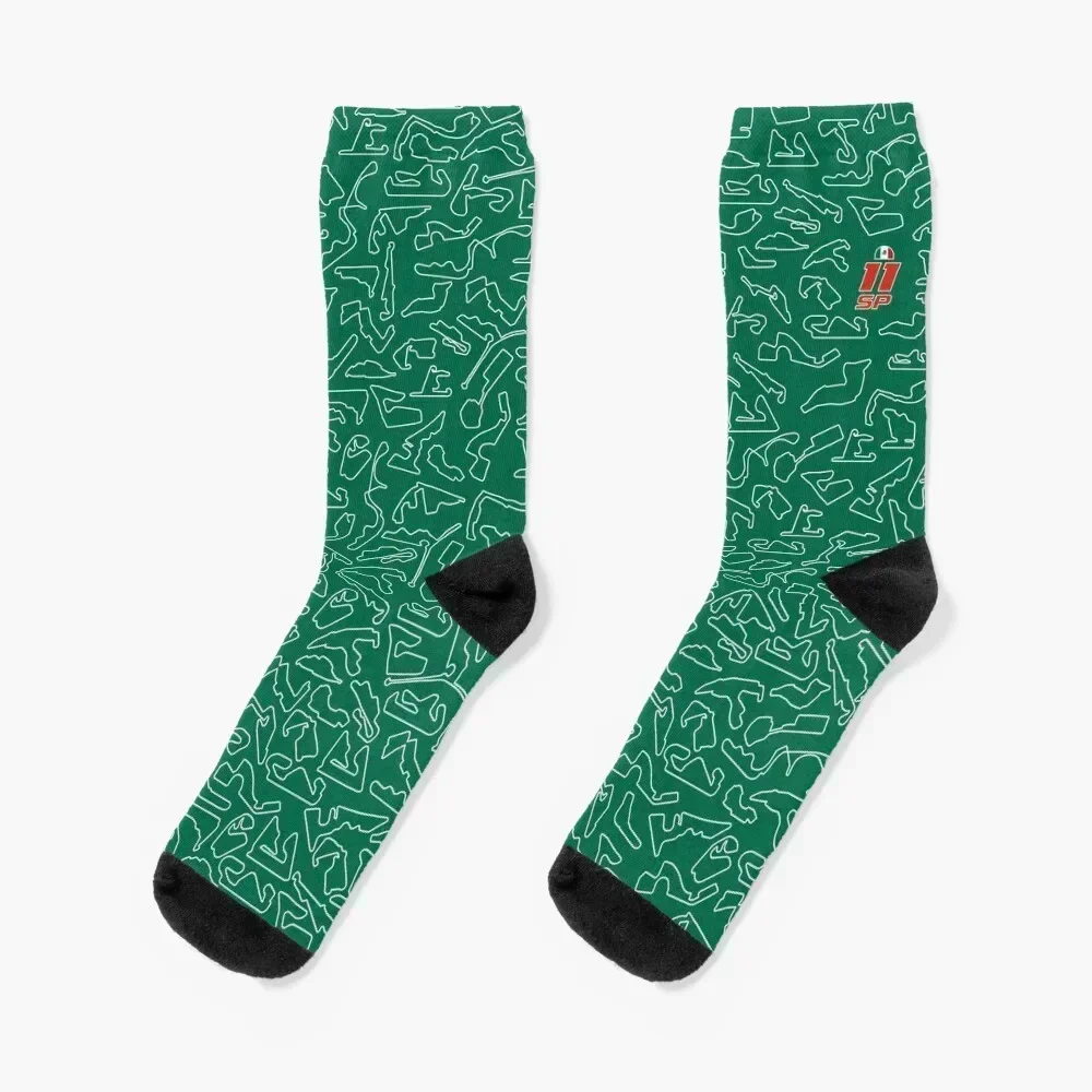 

SP 11 - Circuits Green Pattern Socks floral happy Christmas basketball Socks Women Men's