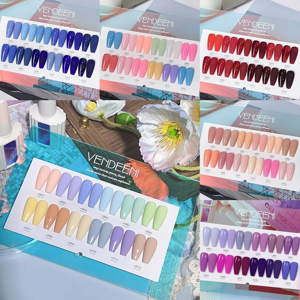

12Colors Sweet Spring Summer Color Gel Nail Polish 15ml Light Pink Green Yellow Long Lasting Varnis Semi Permanent For Nails