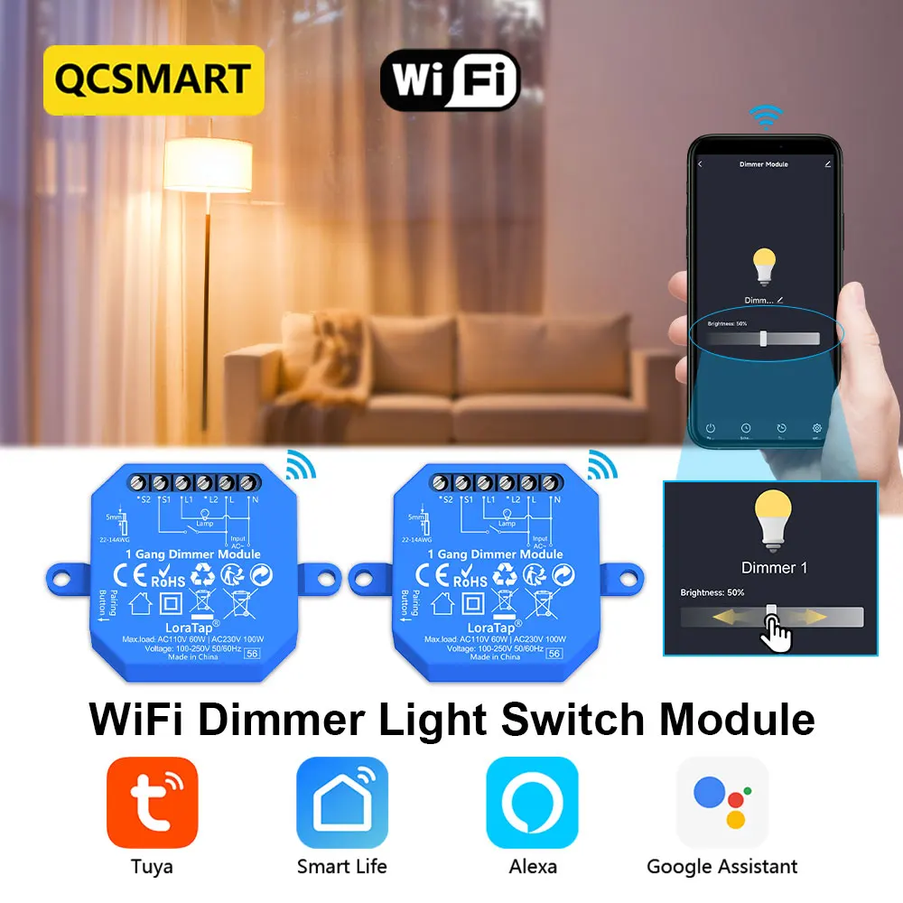 

Tuya WiFi Dimming Light Switch Breaker Relay 10A Module Smart Life App Remote Control Timing Home Assistant Alexa