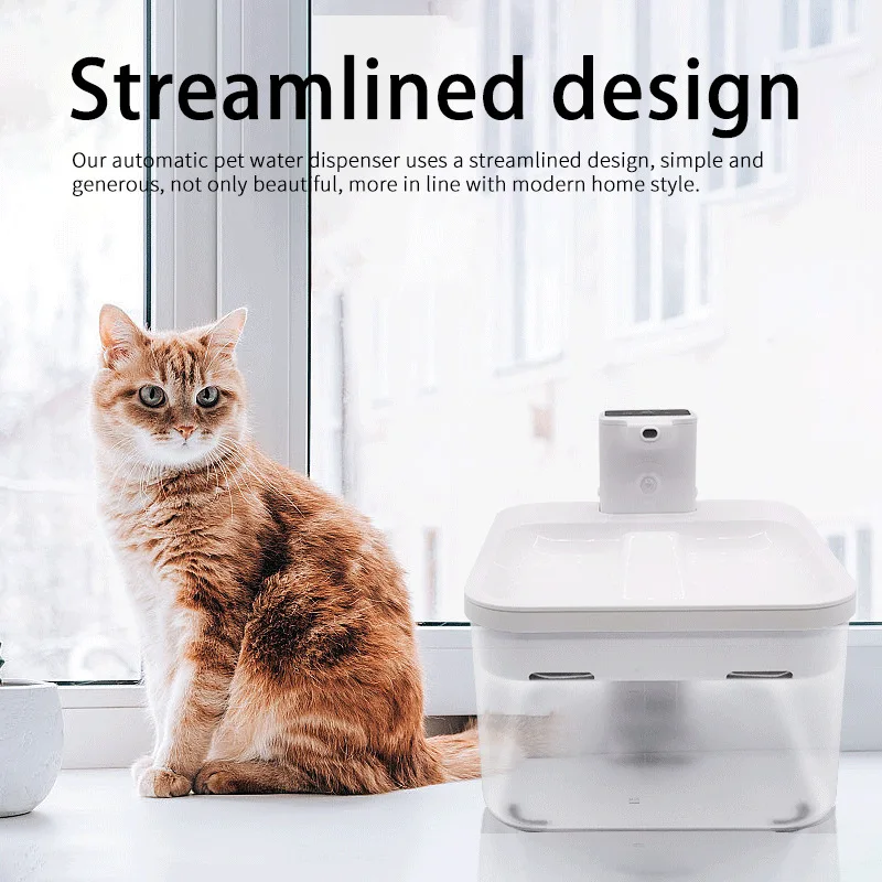 Household 2.5L Wireless Smart Pet Water Dispenser Auto‑circulation Filtration Drinking Unit for Cat & Dog