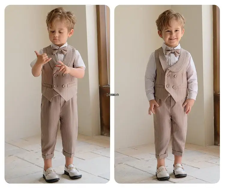 Vestido de fotografía de lujo para bebés, traje de cumpleaños de Beaufitul para niños, ropa Formal de esmoquin para actuación de boda