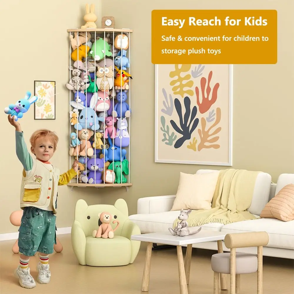 

Length Adjustable Corner Stuffed Animal Storage Hanging Convenient Stuffed Animal Holder Space-saving Bedroom Wall Storage