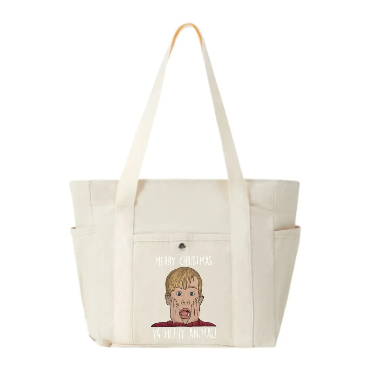 

Один дома с Рождеством Ya Filthy Animal Design Большая холщовая сумка на плечо Женская простая сумка для покупок