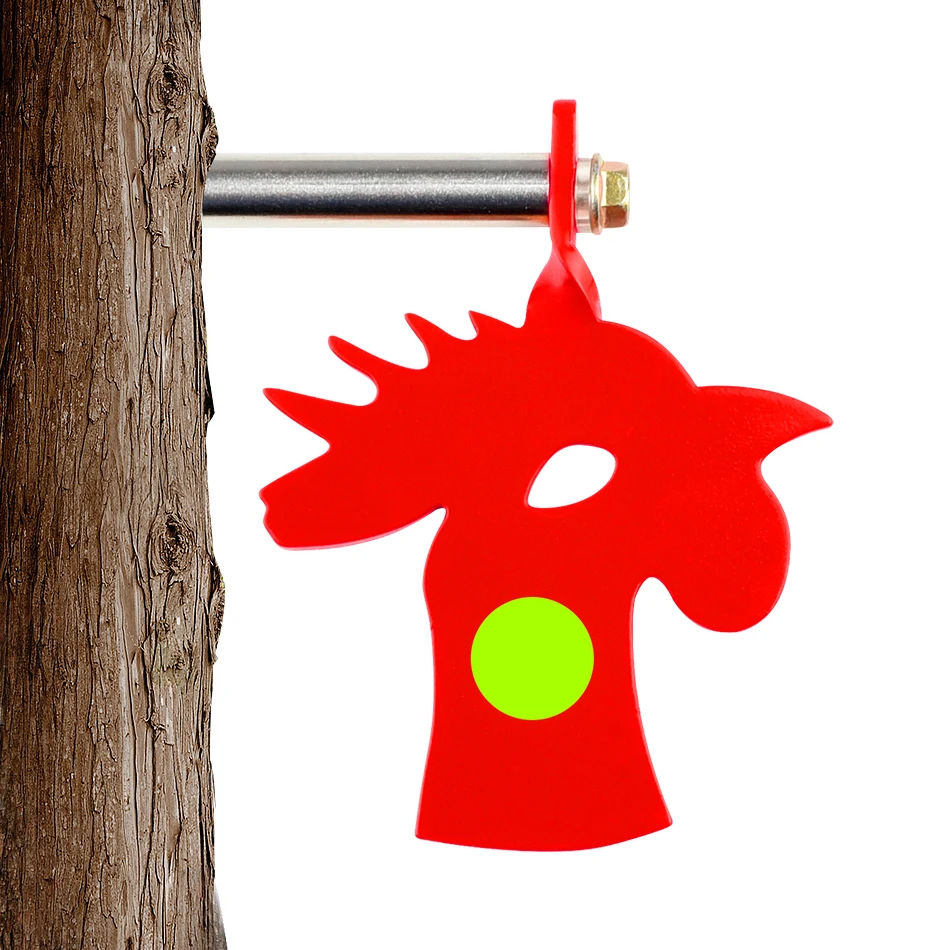 Metal Red Animal Chicken 360 ° Rotating Targets Soft Egg Air Gun Target Insertion Tree Rotation Target Outdoor Hunting Shooting